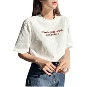Trendseninle Zero In Your Target Baskılı Beyaz Oversize Kadın T-shirt