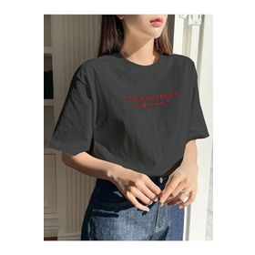 Trendseninle Zero In Your Target Baskılı Füme Oversize Kadın T-shirt