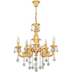 Trendylight Sultan Sarı 5 Kollu Kristal Taşlı Avize