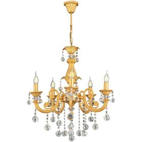 Trendylight Sultan Sarı 5 Kollu Kristal Taşlı Avize