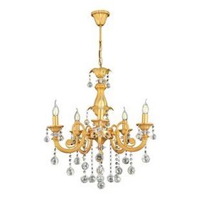 Trendylight Sultan Sarı 5 Kollu Kristal Taşlı Avize