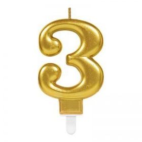 Trendypazar 3 Rakamı Gold Renk Mum