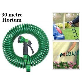 Trendypazar 30 m Spiral Hortum ve 4 Fonksiyonlu Özel Sulama Tabancası