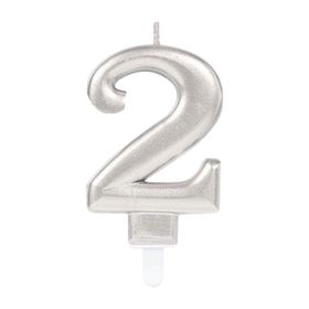 Trendypazar Gümüş Renk 2 Rakamı Mum