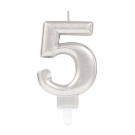 Trendypazar Gümüş Renk 5 Rakamı Mum