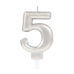 Trendypazar Gümüş Renk 5 Rakamı Mum