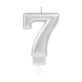 Trendypazar Gümüş Renk 7 Rakamı Mum