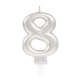 Trendypazar Gümüş Renk 8 Rakamı Mum