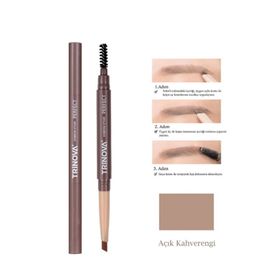 Trinova Double Ended Eyebrow Pencil Açık Kahve Light Coffee Fırçalı Kaş Kalemi