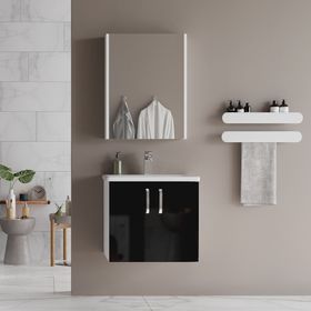 Trio Modül Asmira 60 cm 2'li Set - Siyah Banyo Dolabı