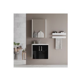 Trio Modül Asmira 60 cm 2'li Set - Siyah Banyo Dolabı
