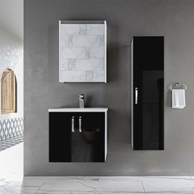 Trio Modül Asmira 60 cm 3'lü Set - Siyah Banyo Dolabı