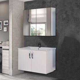 Trio Modül Asmira 82 cm 2'li Set - Beyaz Banyo Dolabı