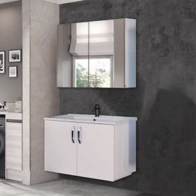 Trio Modül Asmira 82 cm 2'li Set - Beyaz Banyo Dolabı