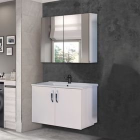 Trio Modül Asmira 82 cm 2'li Set - Beyaz Banyo Dolabı