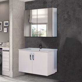 Trio Modül Asmira 82 cm 2'li Set - Beyaz Banyo Dolabı