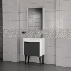 Trio Modül Toronto 60 cm 2'li Set Beyaz Mat Antrasit Banyo Dolabı