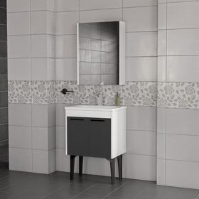 Trio Modül Toronto 60 cm 2'li Set Beyaz Mat Antrasit Banyo Dolabı