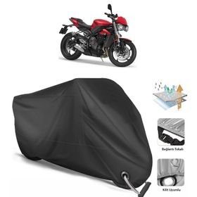 Triumph Street Triple S Siyah Arka Çanta Uyumsuz Ultra Kalın Su Geçirmez Motor Brandası
