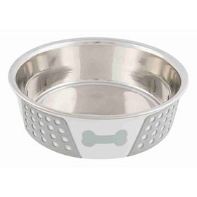 Trixie 0.75 lt 17 cm Beyaz Gri Paslanmaz Çelik Silikon Köpek Mama Su Kabı