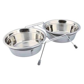 Trixie 2x1.5 lt 25 cm Gri Tıkırtısız Paslanmaz Çelik Köpek Mama Su Kabı