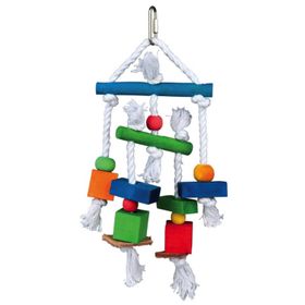 Trixie 58985 24 cm Ahşap İpli Ve Derili Kuş Oyuncağı
