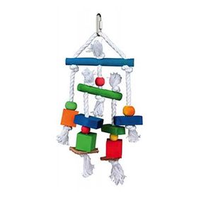 Trixie 58985 24 cm Ahşap İpli Ve Derili Kuş Oyuncağı