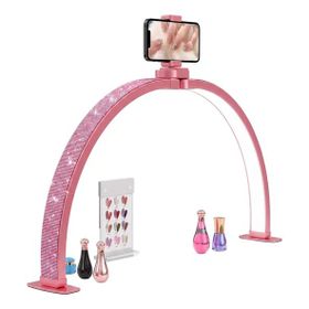 Trled F-700A 70 cm Pembe Elmas Desenli Beyaz Katlanabilir Masaüstü Manikür Ve Protez Tırnak Lambası