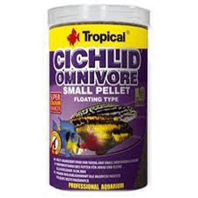 Tropical 1000 ml 360 gr Cichlid Omnivore Pellet Karışık Beslenen Cichlid Balıkları İçin Pellet Balık Yemi