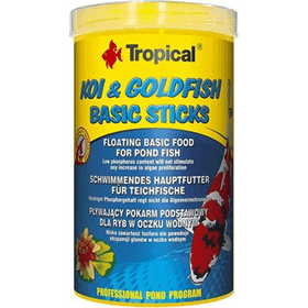 Tropical 1000 ml 80 gr Koi Goldfish Basic Sticks Havuz Balıkları için Yüzücü Temel Balık Yemi