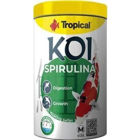 Tropical Spırulına Pellet Koi Balıkları için Spırulına Katkılı Pellet Medium 1000 ml 320 gr Balık Yemi