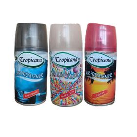 Tropicana Air Freshener Anti Tobacco 260 ml + Bubble Gum 260 ml + Tropikal 260 ml Otomatik Makine Yedek Parfüm Spreyi Oda Kokusu