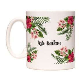Tropik Çiçek Aloha İsim Yazılabilir Özel Kupa Bardak