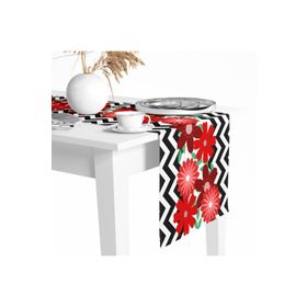Tropik Home 40x145 cm Dijital Baskılı Çiçek Desen Renkli Baskılı Masa ve Sunum Runner