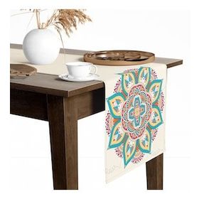 Tropik Home 40x145 cm Dijital Baskılı Etnik Desen Renkli Baskılı Masa ve Sunum Runner