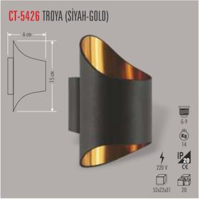 Troya CT-5426 Siyah Gold Aplik