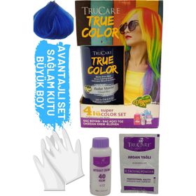 Trucare Truecolor Bulut Mavisi Saç Açıcı ve Eldivenli Saç Boyası Seti