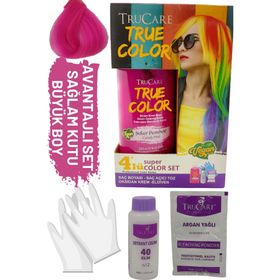 Trucare Truecolor Şeker Pembesi Saç Açıcı ve Eldivenli Saç Boyası Seti