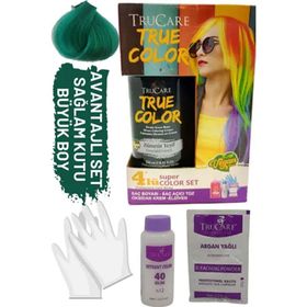 Trucare Truecolor Zümrüt Yeşili Saç Açıcı ve Eldivenli Saç Boyası Seti