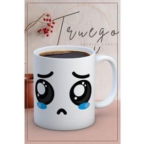 Truego Ağlayan Emoji Baskılı Porselen Kupa