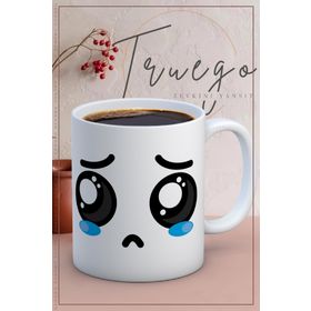 Truego Ağlayan Emoji Baskılı Porselen Kupa