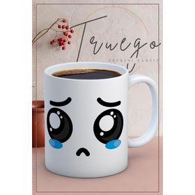 Truego Ağlayan Emoji Baskılı Porselen Kupa