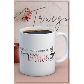 Truego Baskılı Seramik Mug Kahve Için Kahve Kupa
