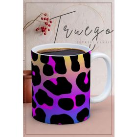 Truego Baskılı Seramik Mug Parlak Leopar Desen Kupa