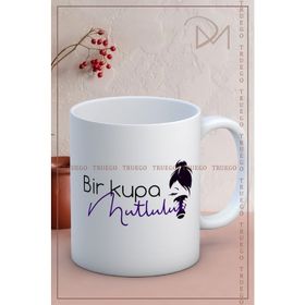 Truego Bir Kupa Mutluluk Baskılı Porselen Kupa