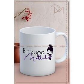 Truego Bir Kupa Mutluluk Baskılı Porselen Kupa