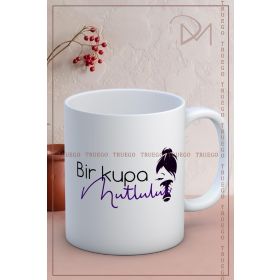 Truego Bir Kupa Mutluluk Baskılı Porselen Kupa