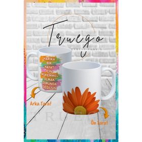 Truego Harika Bir Hayat İçin Mükemmel Olmak Zorunda Değilsin Baskılı Porselen Kupa