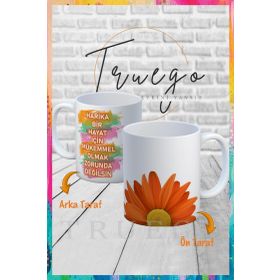 Truego Harika Bir Hayat İçin Mükemmel Olmak Zorunda Değilsin Baskılı Porselen Kupa
