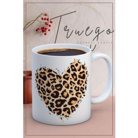 Truego Seramik Mug Leopar Kalp Kupa